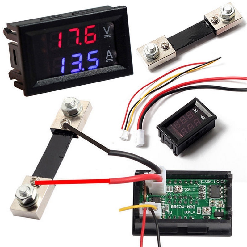 DC 0-100V 50A Digital LED Voltmeter Ammeter Amp Volt tester Meter shunt 12v 24v - 2